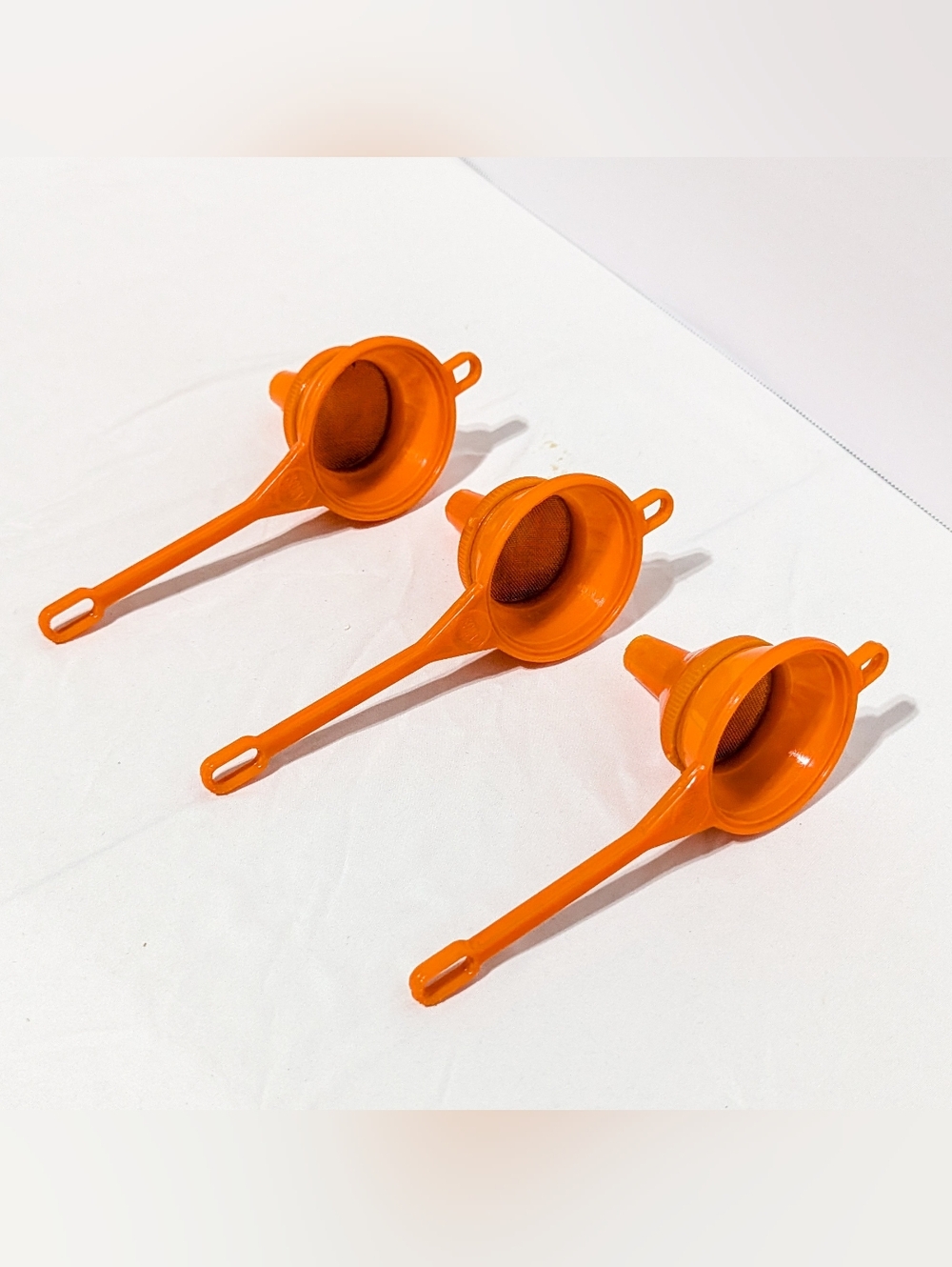 Plastic Strainers with Funnel Attachments, Orange
